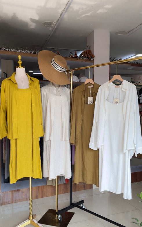 Casual Linen Dress With Collar Shirts